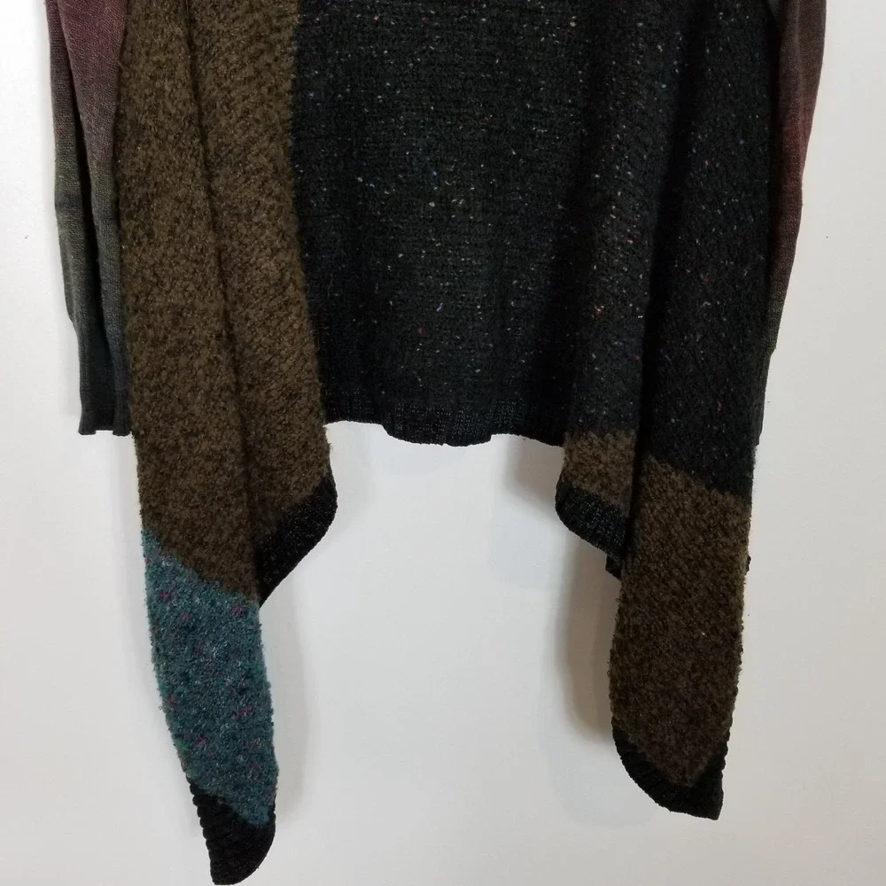 Curio Women's Colorblock‎ Cardigan Sweaters Sz M Open Front Asymmetrical Boho